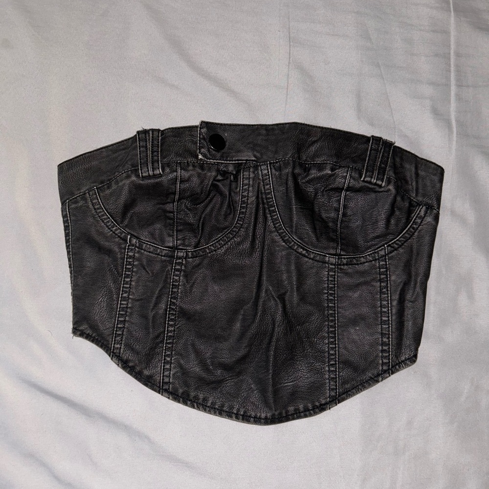 Black Faux Leather Top